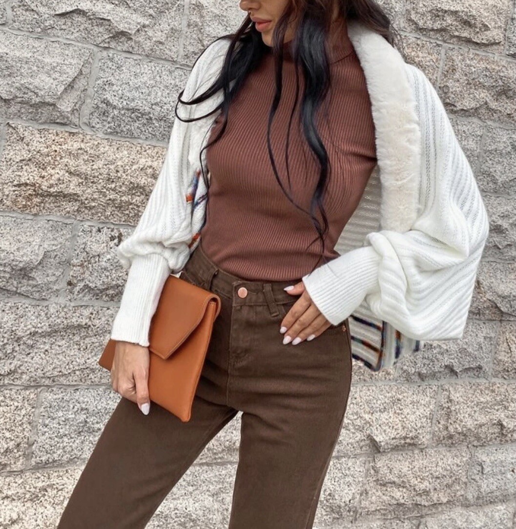 SHEIN Women Faux Fur Batwing Sleeve 