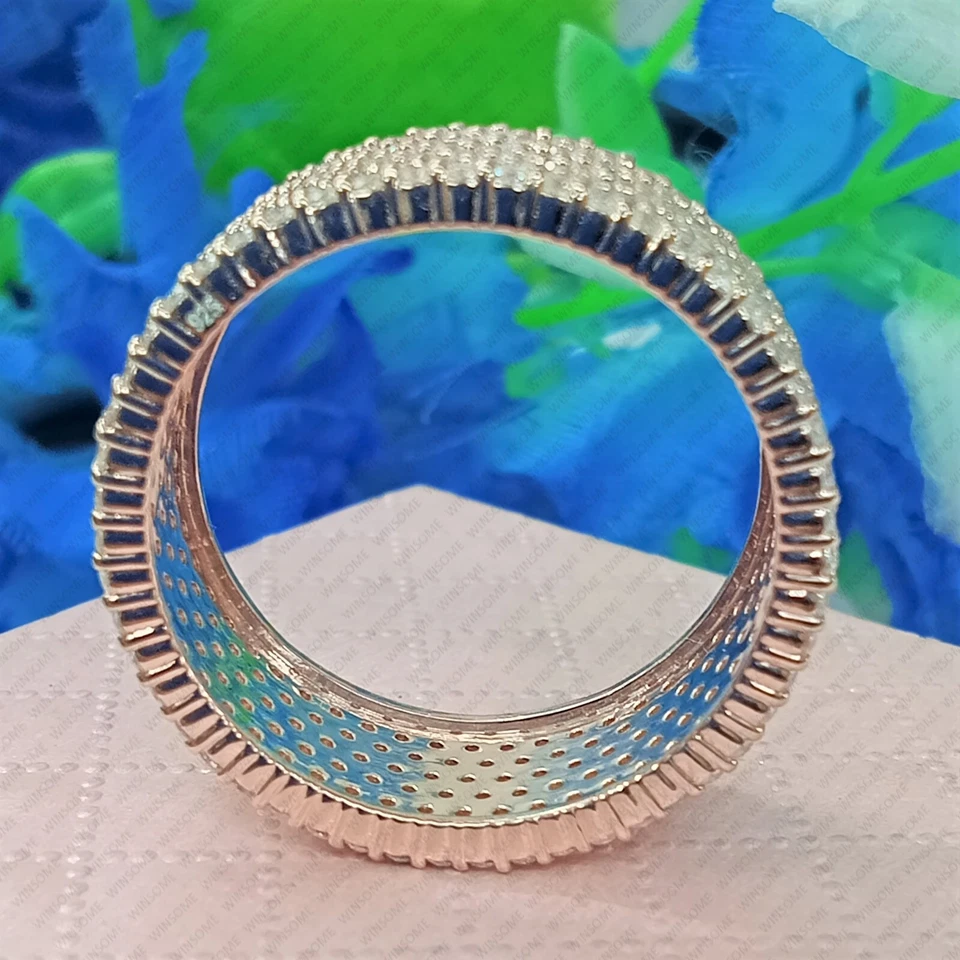 Moissanite Men's & Women's Multiple Row Engagement Band in 14k Rose Gold Plated - Image 3 of 4