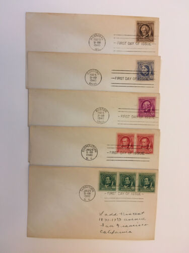 US 859-863 Famous Americans - Authors (5) First Day Covers