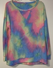 Women s BIBI Tie Dye Scoop Neck Long Sleeve Sweatshirt Size Small Oversized Fit