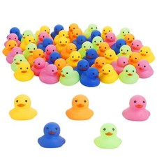 50 Pcs Multicolor Mini Rubber Ducks Baby Bath Toy ,Children Squeak and Float
