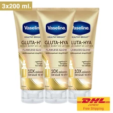 3 x 200 ml Vaseline Healthy Bright Gluta-Hya Serum Burst UV Lotion Flawless Glow