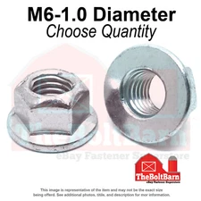 M6-1.0 Class 8 Hex Flange Top Lock Nuts Zinc Clear Coarse Thread (Pick Qty)