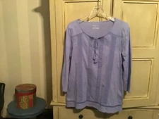 Talbots purple cotton embroidered tunic M EUC