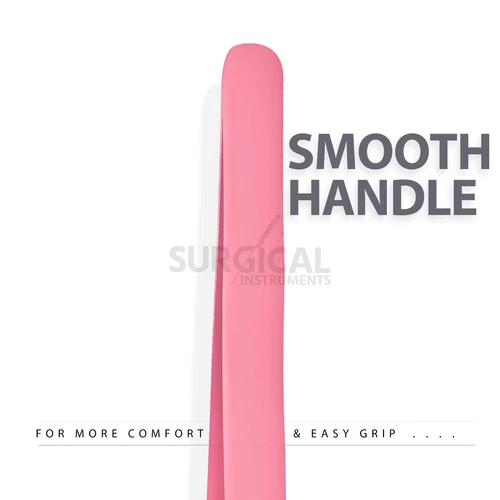2 Pcs Eyelash Extension Tweezers Straight & Curved Stainless Set (pink) German G image 7