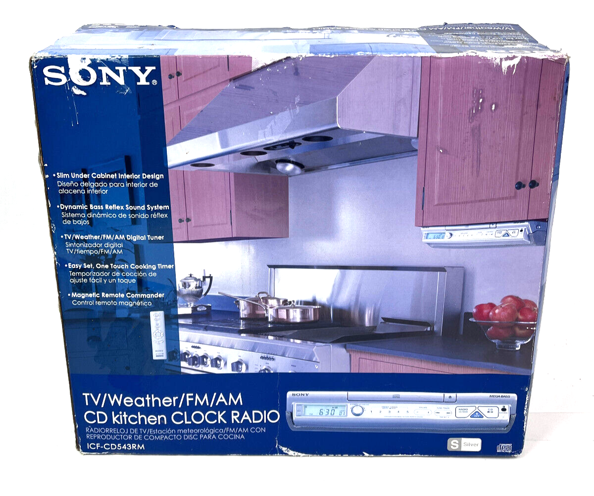 Sony ICFCD543RM Silver Under Kitchen CD Clock Radio OPEN BOX