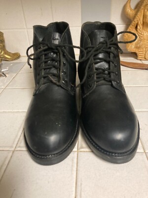 MILITARY FLIGHT DECK STEEL TOE 1986‎ USA VINTAGE BLACK LEATHER ANKLE BOOTS 8 W MILITARY FLIGHT DECK STEEL TOE 1986 USA VINTAGE BLACK  main image 2