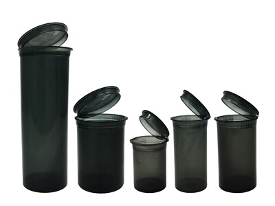 BLACK Transparent DRAM 5 PACK 1 ea SZ Squeeze Pop Top Bottle Containers Made USA
