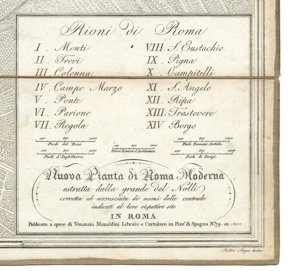 Antique Map "Pianta Topografica Di Roma" (Rome -Italy) Venanzio Monaldini, 1832 - Image 4 of 4