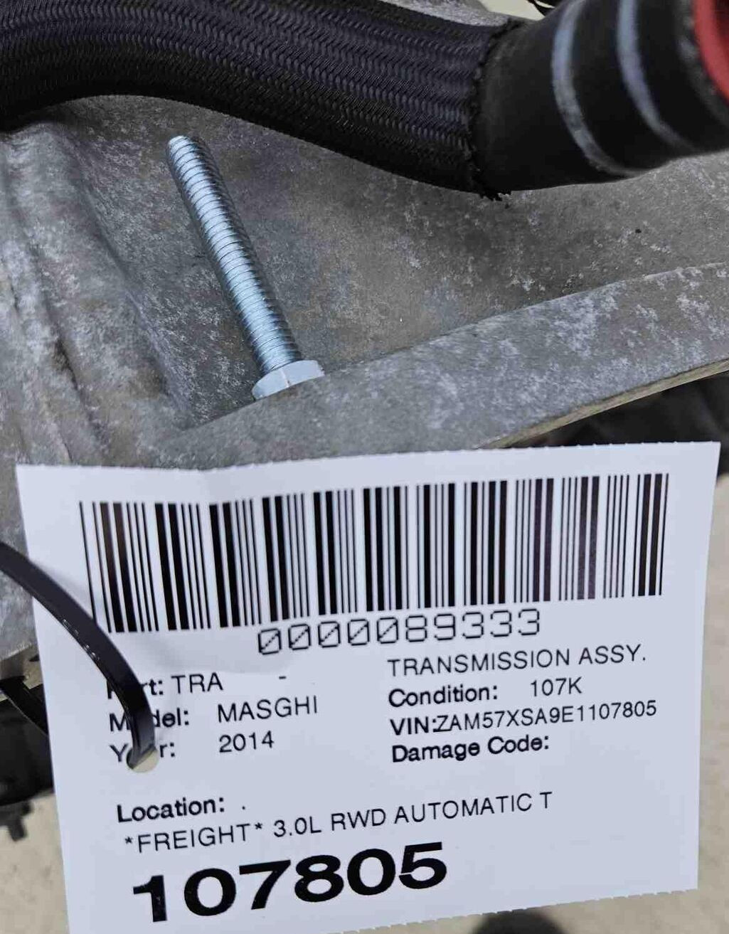 2014-2019 MASERATI GHIBLI OEM 3.0L RWD AUTOMATIC TRANSMISSION ASSEMBLY 107K MILE