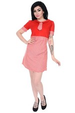 Ladies 60's Mod Red/White Gingham Tie Dress