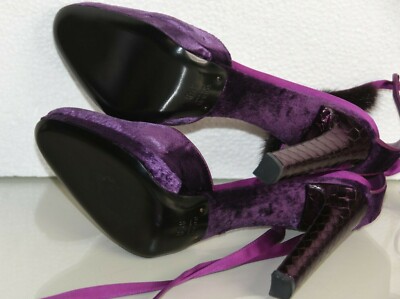 $1950 NEW TOM FORD for GUCCI Mink EXOTIC PYTHON Velvet Platform