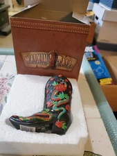 Snake Skin Crazy Boot Vase Toothpick Pen Holder Tiny Cowboy 4" Tall Westland