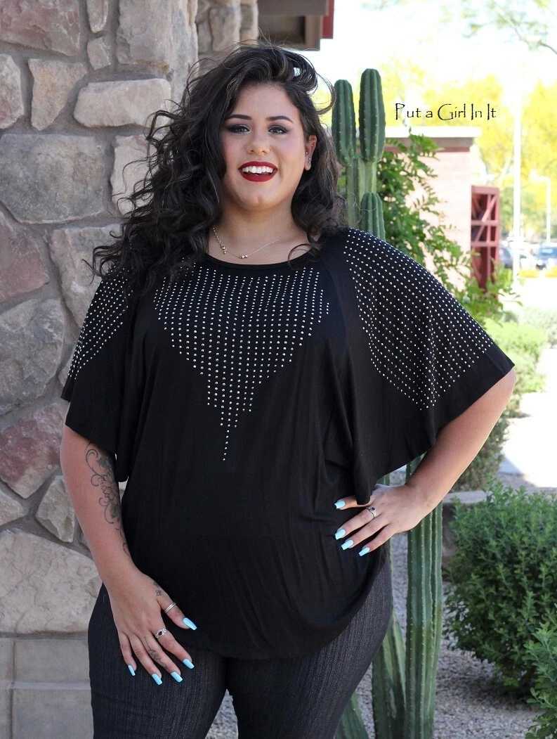 Rhinestone plus size best sale tops