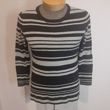 NWT Liz Claiborne Women's Sweater Striped Black Gray Pullover Size XL 44