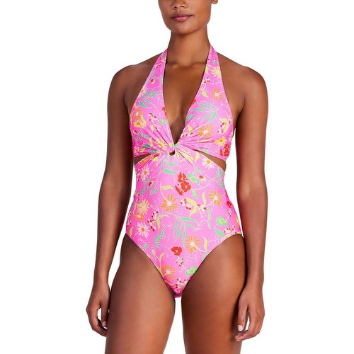 Kate Spade New York Womens Pink Floral Cut-Out One-Piece Swimsuit XS BHFO 9655