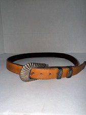 DOUGLAS MAGNUS 4 Pc Sterling Silver SANTA FE Buckle w/ Leather Belt