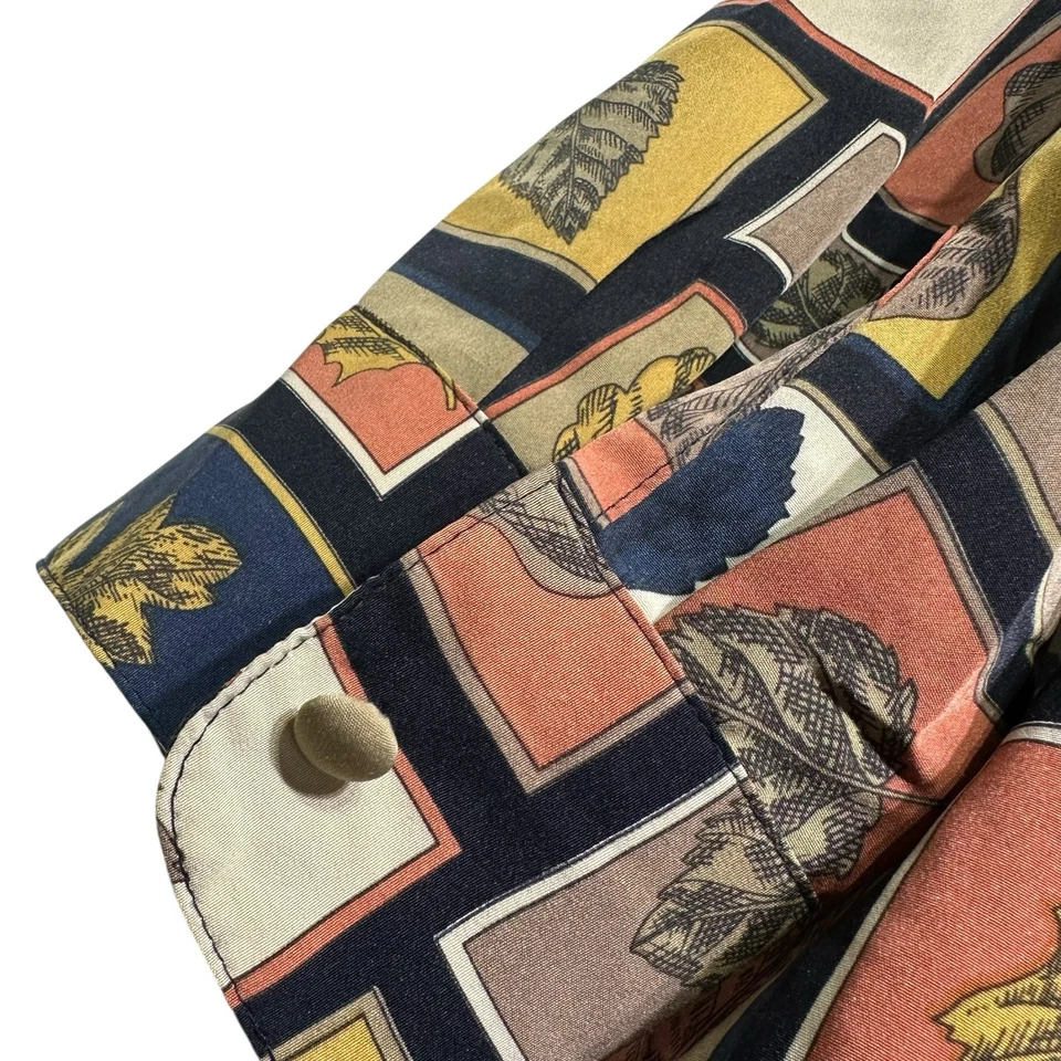 Blusa Le Caviar Mujer 3X Otoño Estampado Hojas Abotonadas Manga Larga De Colección Foto 3 de 4