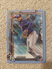 2025 Topps Holiday - Junior Caminero #H3 Holiday Light Blue & White Glitter