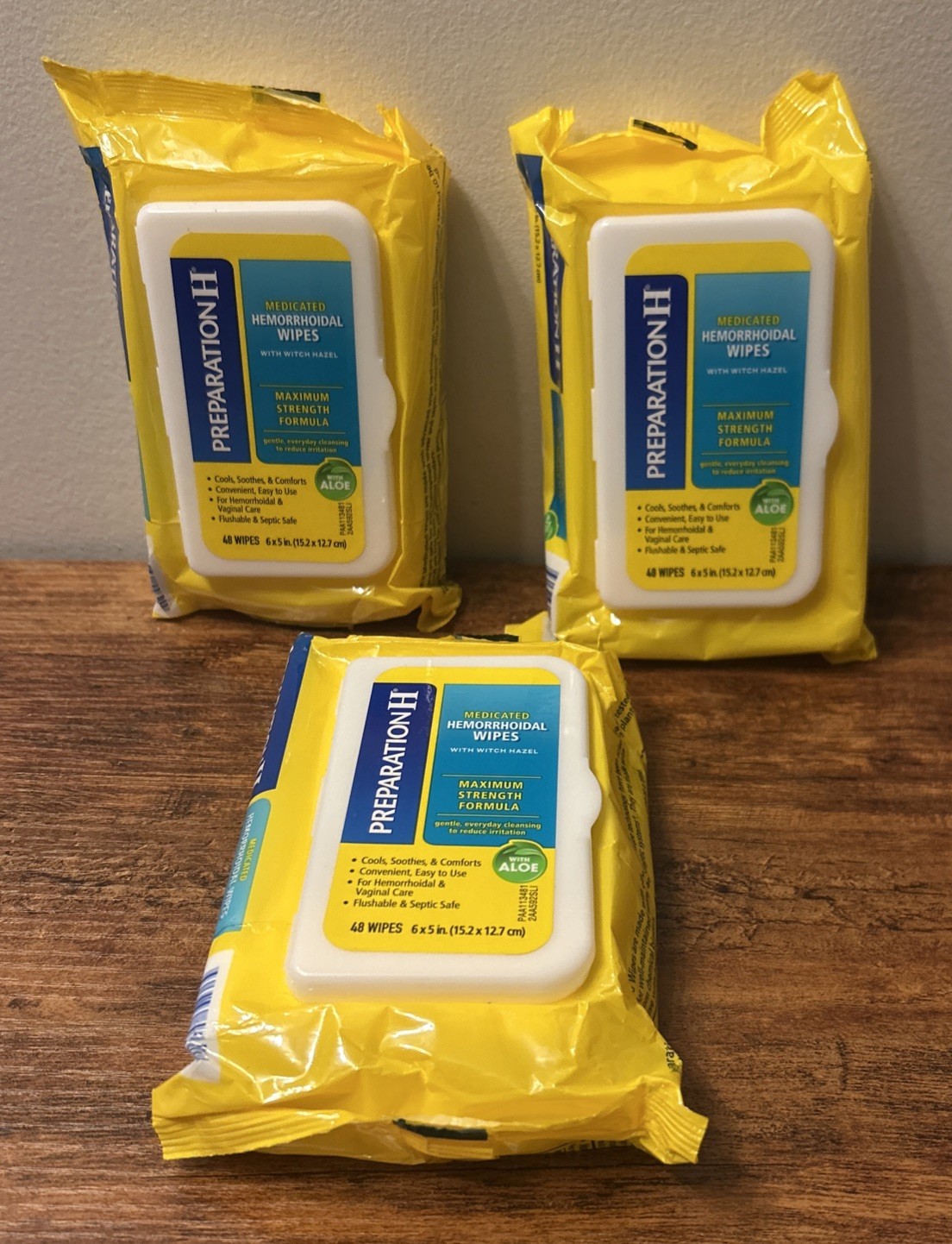 3x Preparation H Medicated Wipes Gentle Everyday Cleansing 48 each - 144 Total