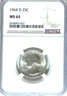 1964 D 25c Washington Silver Quarter Dollar NGC MS64 Denver BU