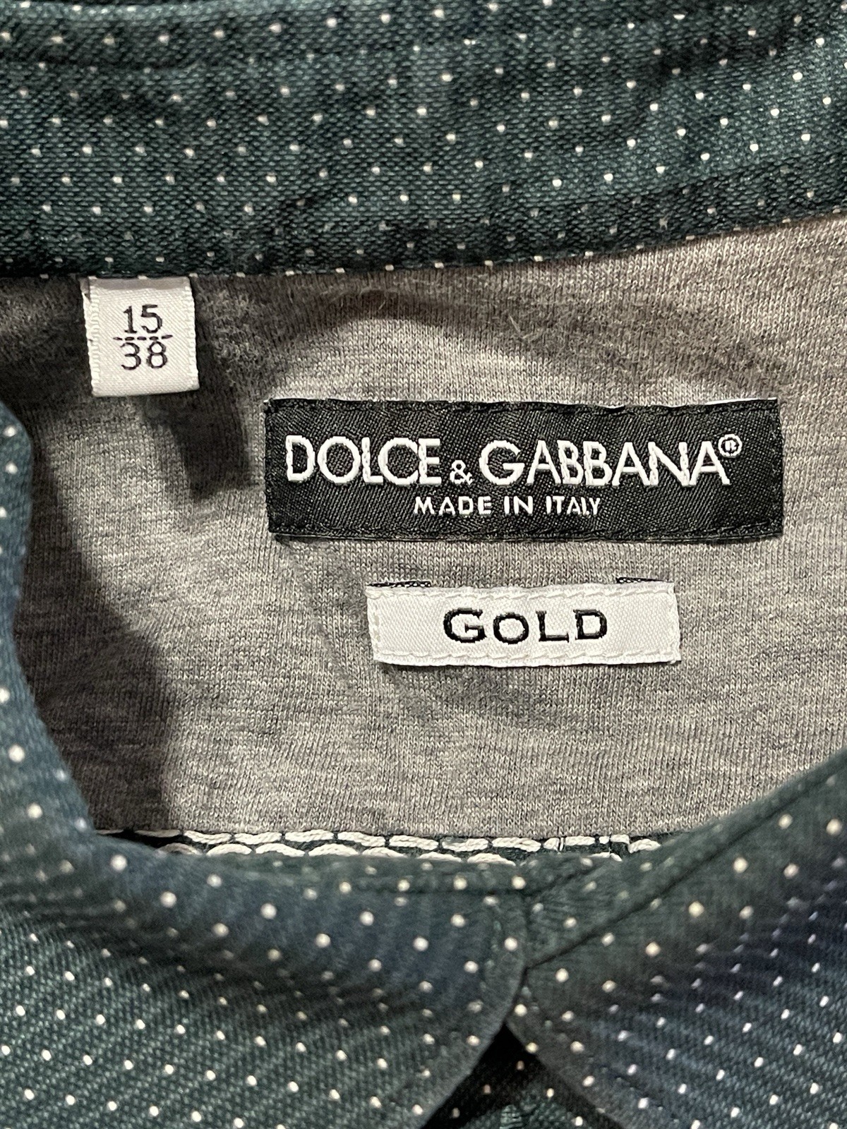 SAINT LAURENT Dolce Gabbana Camicia DG Blu Oro Uomo Tg 15 38 Cotone Colorblock T25