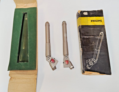 Scarce Vintage Microphone 2x Philips EL 6040 Pencil Mics 1 in Original Box -AF