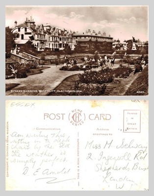 Alte Postkarte - Versunkene Gärten, Westklippe, Clacton-on-Sea UNBESPIELT