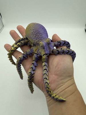 Lifelike Octopus 10.8  3D Printed Octopus ADHD/ADD Fidget Toy,Gifts,purple/gold