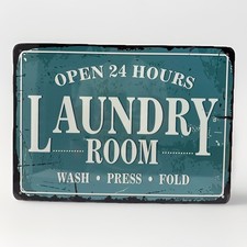 Laundry Room Sign Open 24 Hours Self Service Wash Press Fold Size 10x14 New