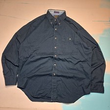 VTG Chaps Ralph Lauren 16.5 34-35 Shirt Blue Cotton Oxford Button Down 90s Denim