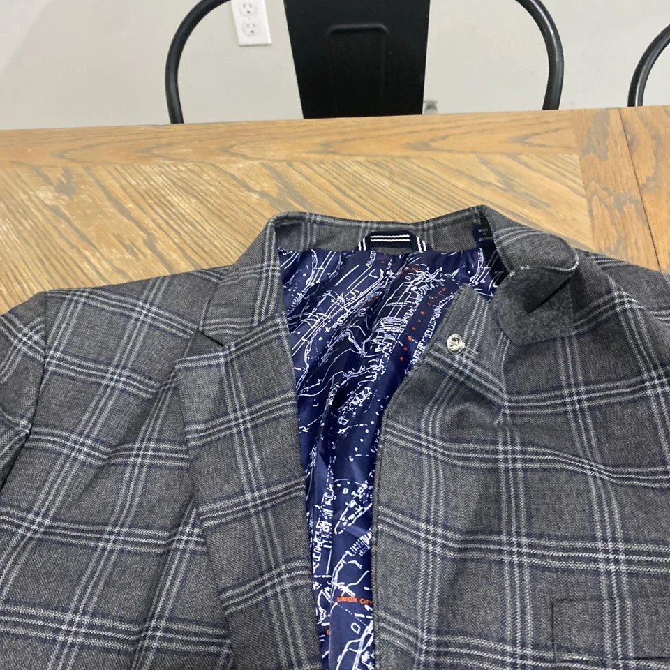 Nautica мужской размер 46R темно серый-BRANFORD мульти клетку блейзер 2 кнопки новый с Ярлыками новый - Изображение 3 из 4