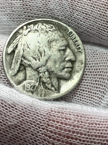 1927 D Full Date 1/2 Horn Higher Grade Buffalo Nickel -  Better Date US Coin!