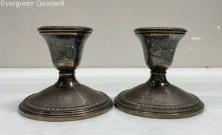 Rogers Weighted Sterling Silver Candle Holder Pair 443 Grams