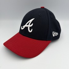 Atlanta Braves, New Era 9Forty Hat Youth One Size Adjustable Navy Blue Red White
