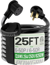 25 AMP 25Ft Welder Extension Cord Outdoor 12 Gauge, 250V NEMA 6-50 Heavy Duty We