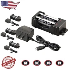 Black Rechargeable Battery Charger Kit, Dual Input, LED Status, 500 Cycles