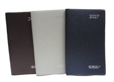 Herlitz Taschenkalender Planer Metallic 2027 9,5x16 cm - BLAU BORDEAUX SILBER