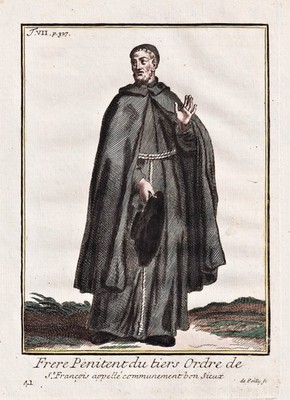 Franziskaner Penitent Third Order St. Francis Orden costume engraving 1790