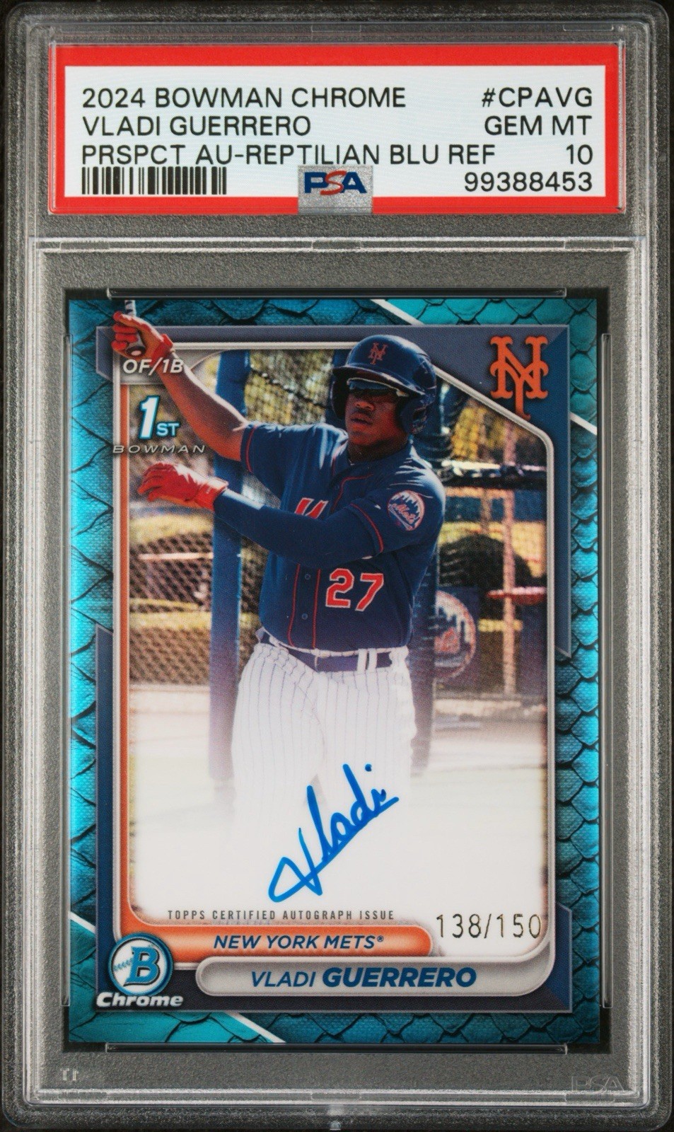 2024 Bowman Chrome VLADI GUERRERO Auto /150 1st Reptilian Blue #CPAVG PSA 10 🔥