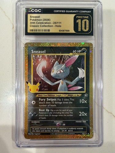 Sneasel 25/111 30th Celebration Classic Collection Holo Eng CGC Pristine 10 2026