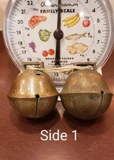 Antique Brass Sleigh Bells 3" One Pound Each Loud  SEE VIDEO