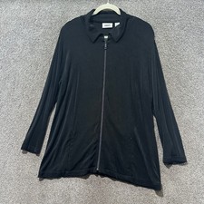 Chicos Travelers Black Full Zip Collared Jacket Cardigan Size 3 (XL/16) USA Made
