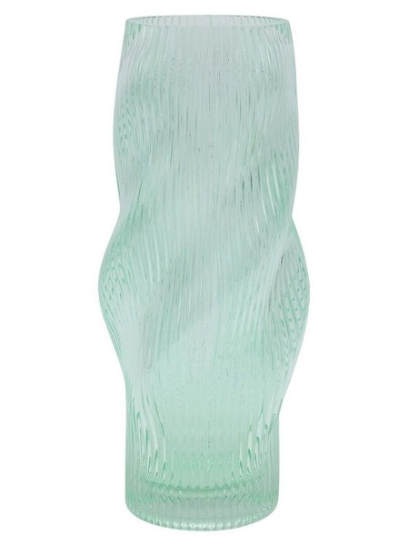 INNA-Glas Dekovase Dolgef, In Wellenform, Rillen, Mint-Klar, 29Cm, Ø12Cm-image