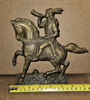 Decorative Brass Figurine Indian on Horse Brass Figurine Indians Horse Native — photo 2