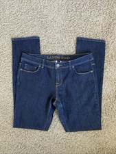 Lands  End size 8 straight leg dark wash denim blue jeans mid rise