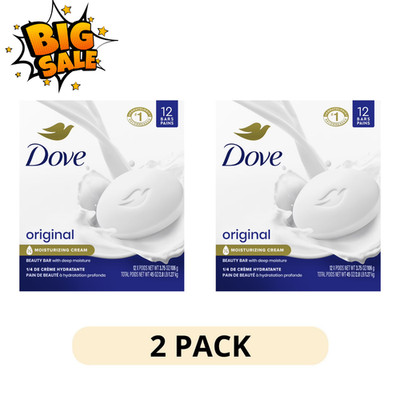 2 Pack Dove Beauty Bar Original Deep Moisturizing Soap 3.75 oz 12 Bars Sensitive