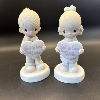 Precious Moments Figure Set Of 2  God Is Love Dear Valentine  Boy And Girl
