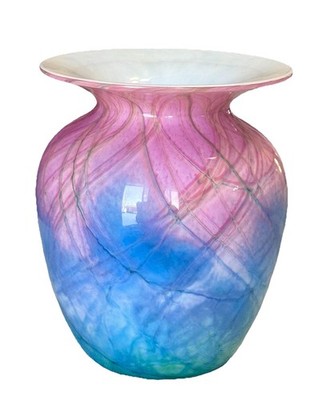 Nourot Art Glass - David Lindsay - Pink Blue & Green Vase