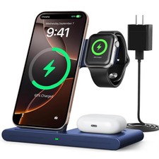 3 in 1 Fast Wireless Charger Station Dock Stand For Apple Android Phone